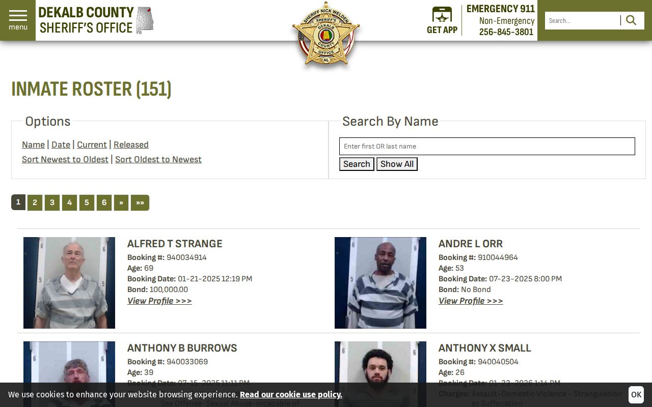 DeKalb County arrest history official jail roster search controls