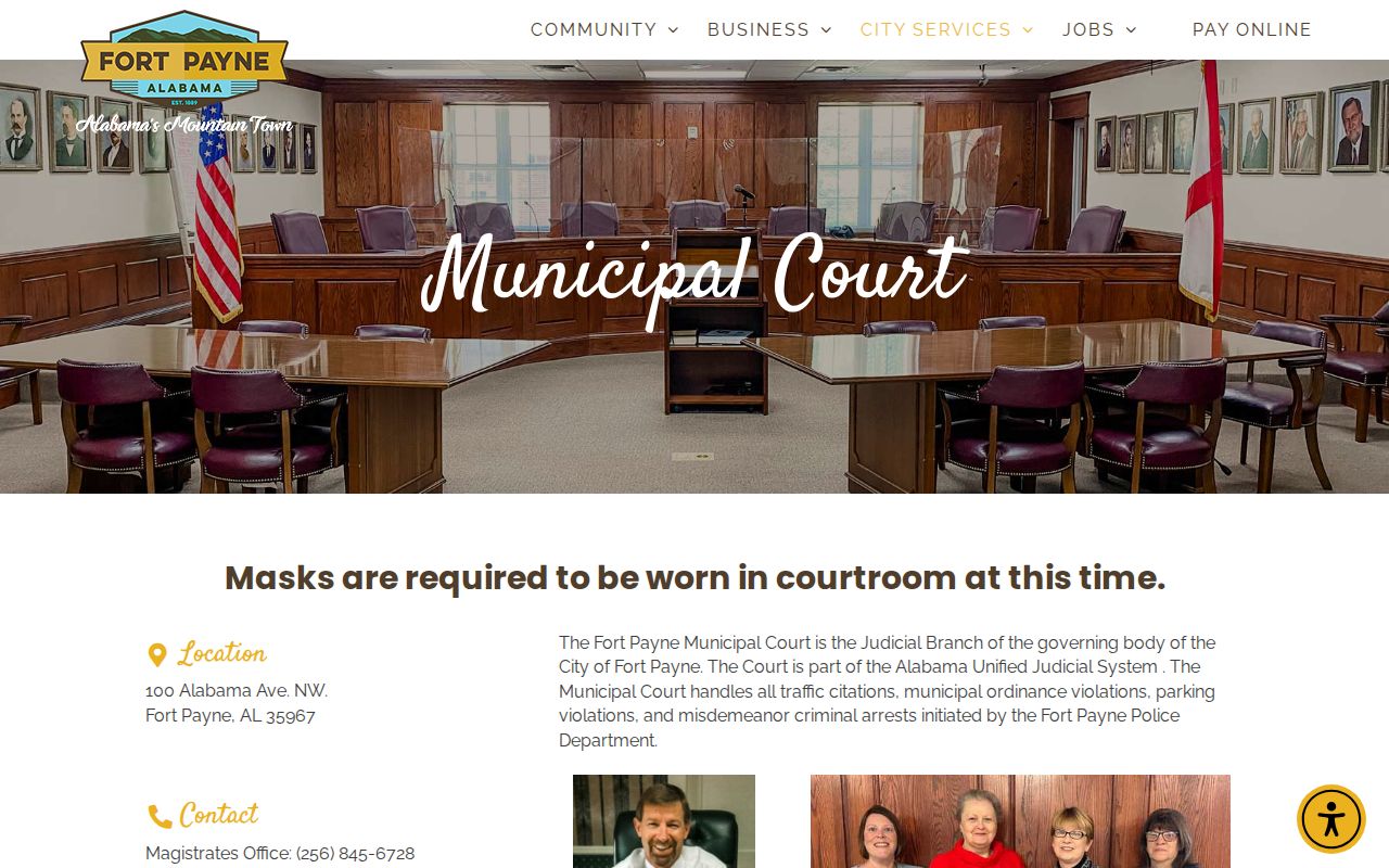 Fort Payne Municipal Court criminal record access page