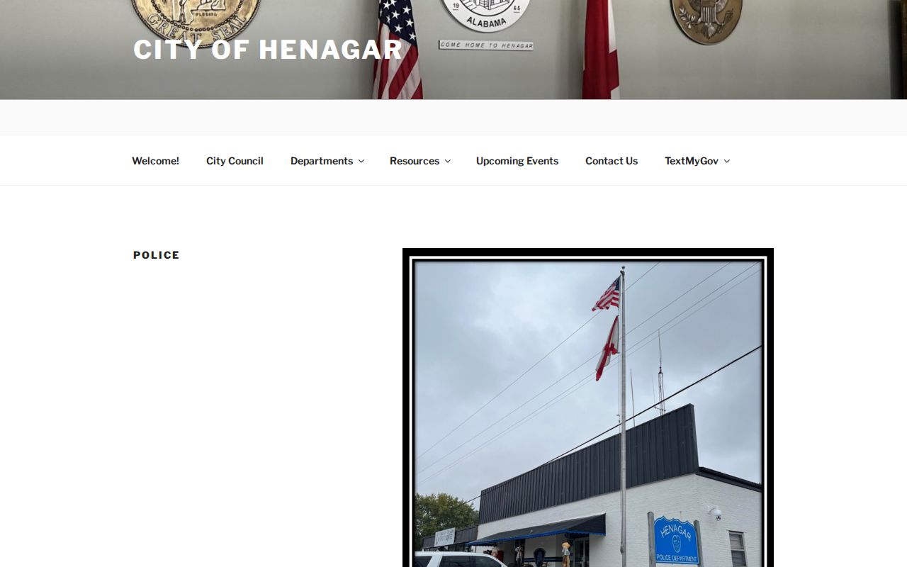 Henagar Police Department criminal history contact page